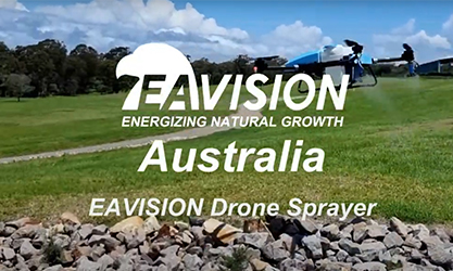 EAVISION オーストラリアでのドローン噴霧器飛行デモ